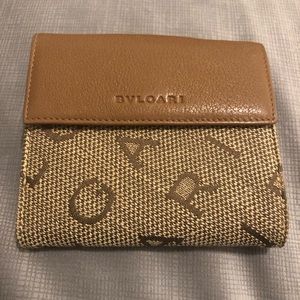 BVLGARI Tobacco Maxilogo Canvas Brown wallet